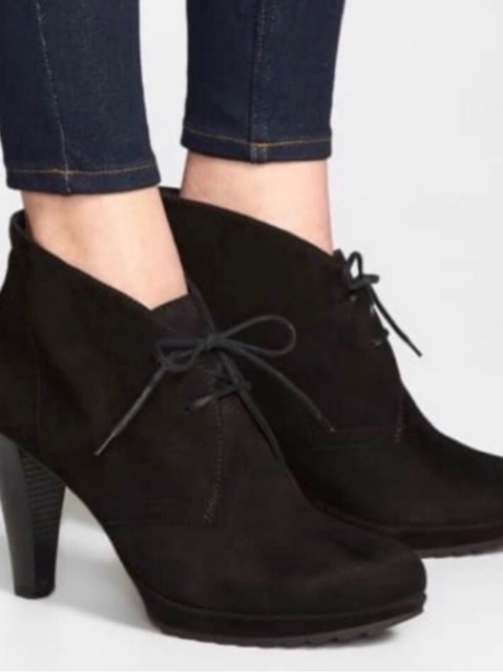 Paul Green New York Black Suede Lace-Up Ankle Booties NEVER WORN